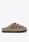 Prada Desert Suede Clogs With Braided Laces In Brown