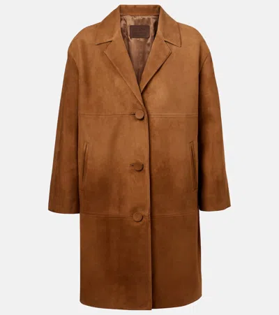 Prada Mantel Aus Veloursleder In Braun