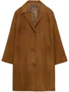 Prada Lapel Long-sleeved Coat In Brown