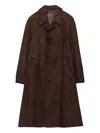 Prada Suede Coat In Brown