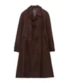 Prada Suede Coat In Brown