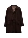 Prada Suede Coat In Brown