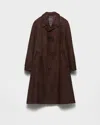 Prada Suede Coat In Red