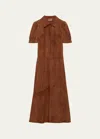 Prada Short-sleeved Zipper Dress In F0bw5 Palissandro