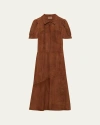 Prada Short-sleeved Zipper Dress In Palissandro
