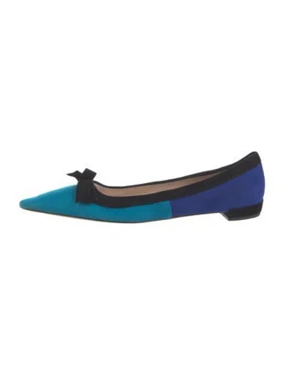 Pre-owned Prada Suede Colorblock Pattern Ballet Flats In Black/blue