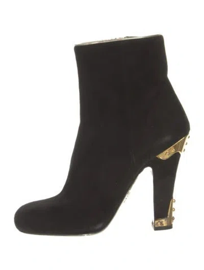 Pre-owned Prada Suede Colorblock Pattern Boots In Black