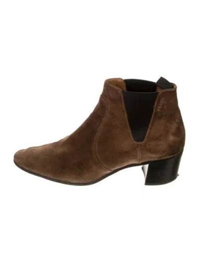 Pre-owned Prada Suede Colorblock Pattern Chelsea Boots In Brown