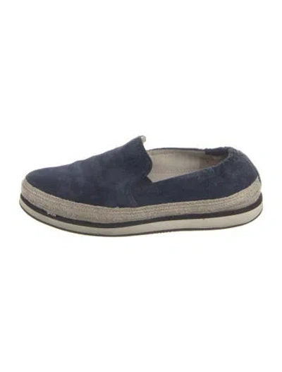 Pre-owned Prada Suede Colorblock Pattern Espadrilles In Blue