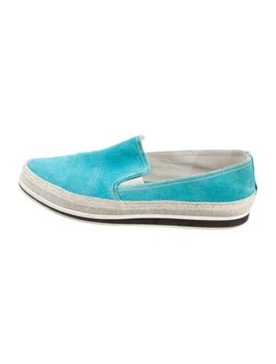 Pre-owned Prada Suede Colorblock Pattern Espadrilles In Blue