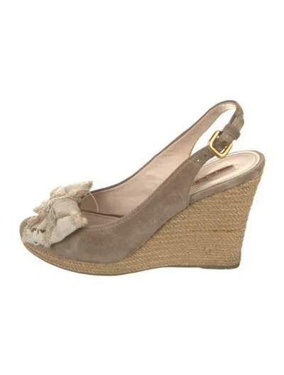 Pre-owned Prada Suede Colorblock Pattern Espadrilles In Neutral