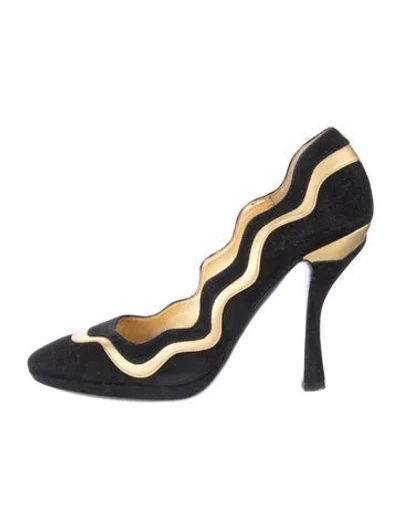 Pre-owned Prada Suede Colorblock Pattern Pumps In Multi