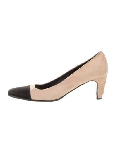 Pre-owned Prada Suede Colorblock Pattern Pumps In Neutral