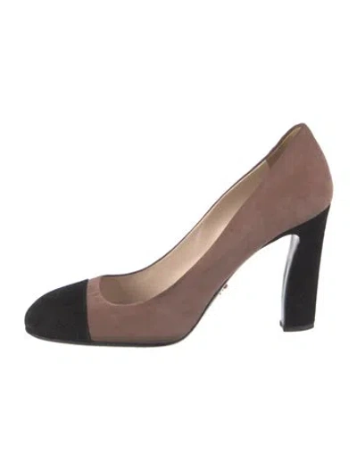 Pre-owned Prada Suede Colorblock Pattern Pumps In Neutral