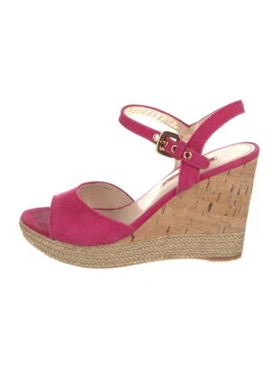 Pre-owned Prada Suede Colorblock Pattern Slingback Pumps In Pink