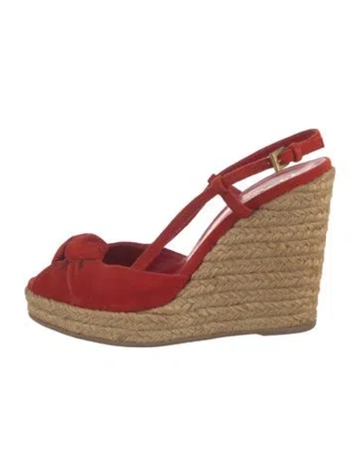 Pre-owned Prada Suede Colorblock Pattern Slingback Pumps In Red