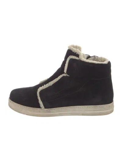 Pre-owned Prada Suede Colorblock Pattern Sneakers In Black