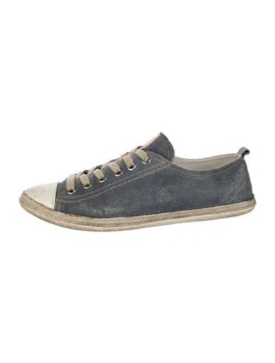Pre-owned Prada Suede Colorblock Pattern Sneakers In Blue