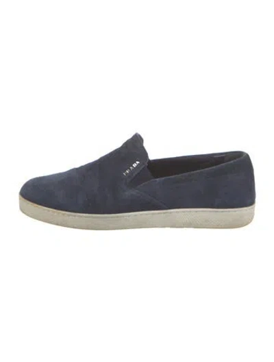 Pre-owned Prada Suede Colorblock Pattern Sneakers In Blue