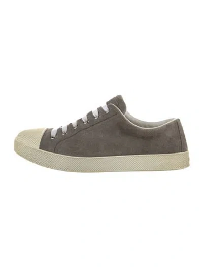 Pre-owned Prada Suede Colorblock Pattern Sneakers In Gray