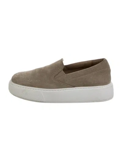 Pre-owned Prada Suede Colorblock Pattern Sneakers In Neutral