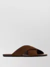 Prada Suede Cross Strap Flat Sole Slippers In Multi