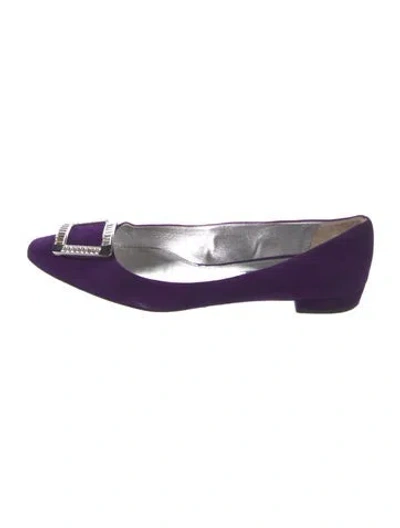 Pre-owned Prada Suede Crystal Embellishments Ballet Flats In Purple