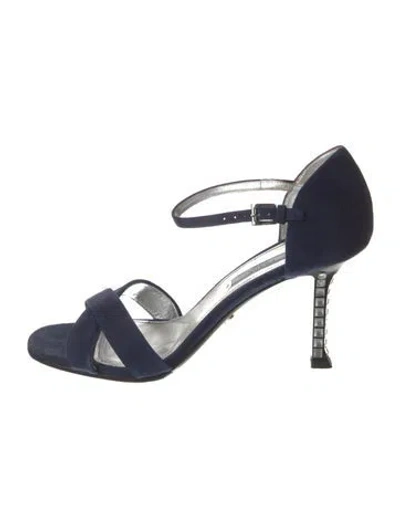 Pre-owned Prada Suede Crystal Embellishments D'orsay Pumps In Blue
