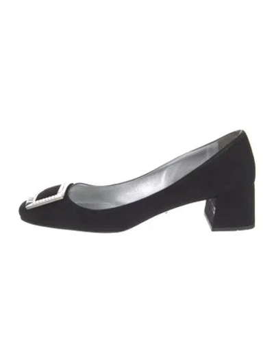 Pre-owned Prada Suede Crystal Embellishments Pumps In Black