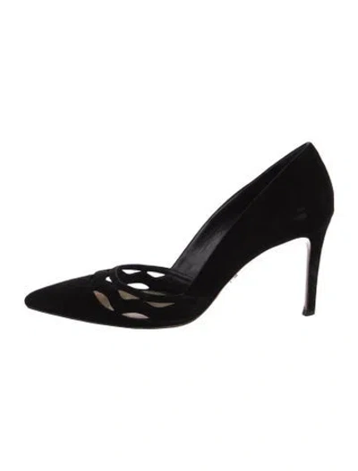 Pre-owned Prada Suede Cutout Accent D'orsay Pumps In Black