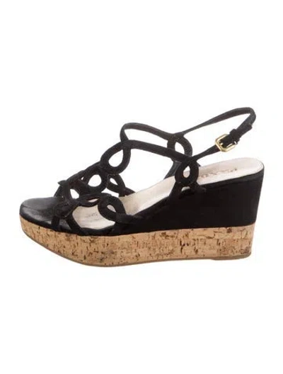 Pre-owned Prada Suede Cutout Accent Espadrilles In Black