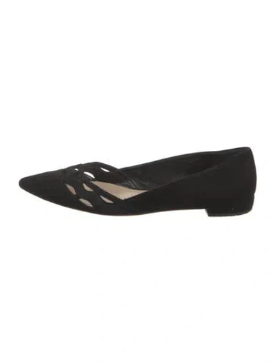 Pre-owned Prada Suede Cutout Accent Flats In Black