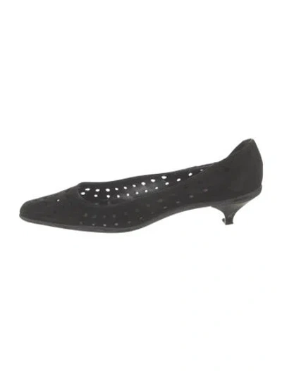 Pre-owned Prada Suede Cutout Accent Flats In Black