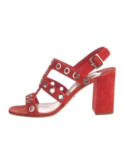 Pre-owned Prada Suede Cutout Accent Gladiator Sandals In Orange