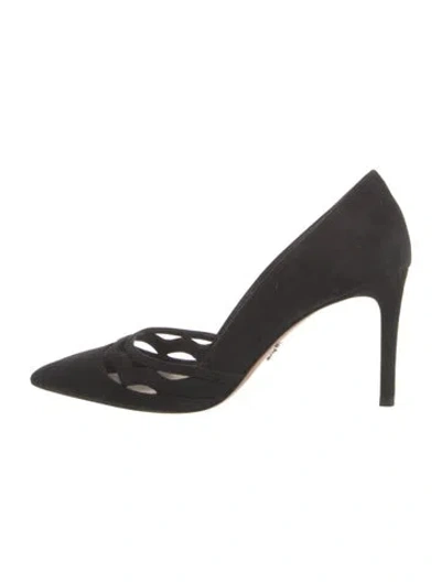 Pre-owned Prada Suede Cutout Accent Pumps In Black