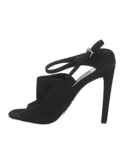 Pre-owned Prada Suede Cutout Accent Pumps In Black
