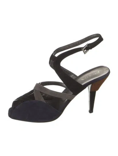 Pre-owned Prada Suede Cutout Accent Pumps In Black