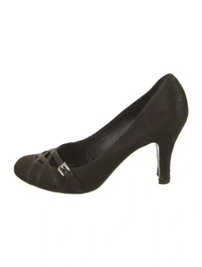 Pre-owned Prada Suede Cutout Accent Pumps In Brown