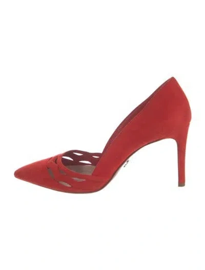 Pre-owned Prada Suede Cutout Accent Pumps In Orange