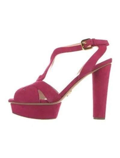 Pre-owned Prada Suede Cutout Accent Pumps In Pink