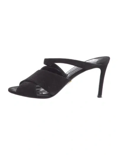 Pre-owned Prada Suede Cutout Accent Sandals In Multi