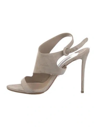 Pre-owned Prada Suede Cutout Accent Sandals In Neutrals