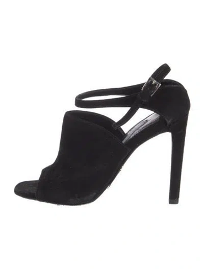 Pre-owned Prada Suede Cutout Accent Slingback Pumps In Black