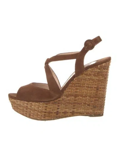 Pre-owned Prada Suede Cutout Accent Slingback Pumps In Brown