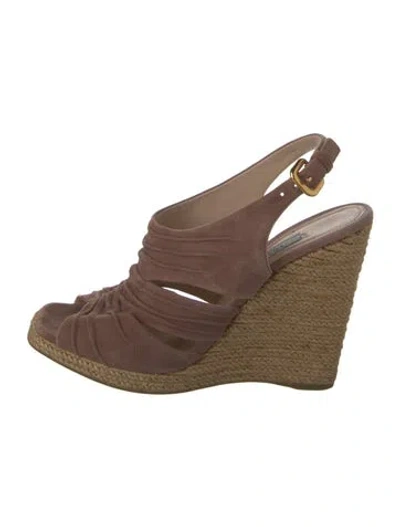 Pre-owned Prada Suede Cutout Accent Slingback Sandals In Pink