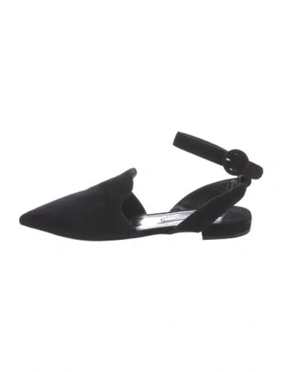 Pre-owned Prada Suede D'orsay Flats In Black