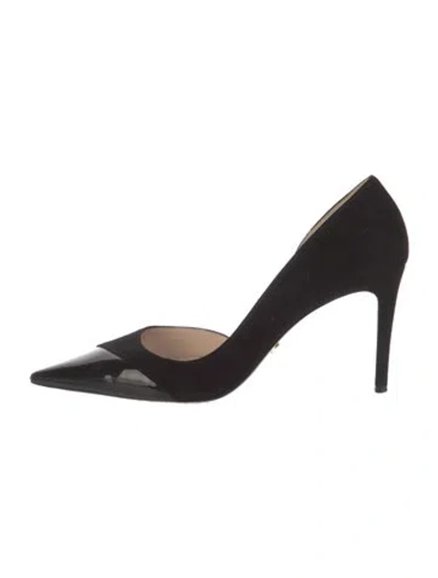 Pre-owned Prada Suede D'orsay Pumps In Black