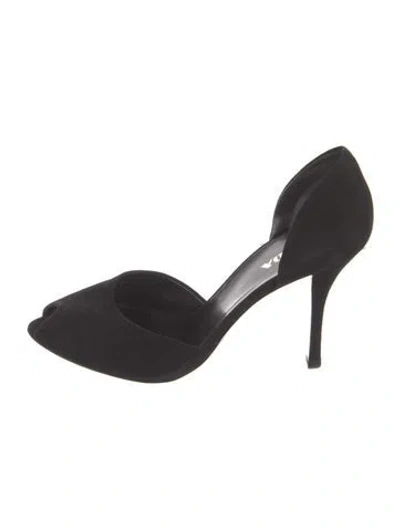 Pre-owned Prada Suede D'orsay Pumps In Black