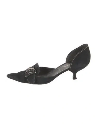 Pre-owned Prada Suede D'orsay Pumps In Black