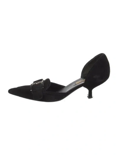 Pre-owned Prada Suede D'orsay Pumps In Black